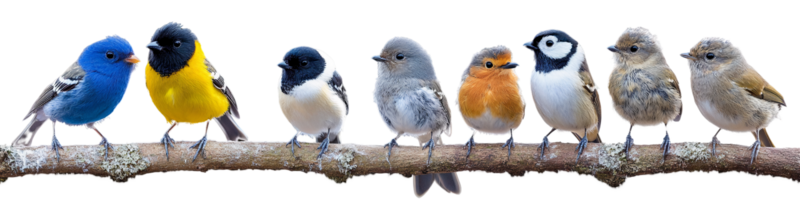 Bright and Multicolored Birds Resting on Dark Background png