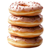 Stack of glazed donuts with sprinkles on transparent background png