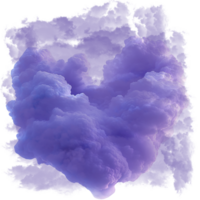 Purple heart cloud smoke effect on transparent background png