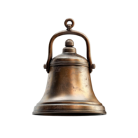 Bronze bell with hanging loop on transparent background png