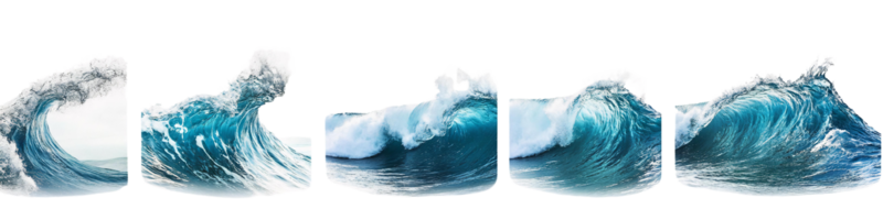 Flowing Ocean Wave Elements on Transparent Background png