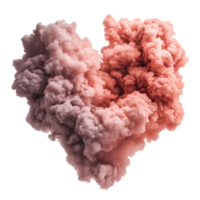Heart shaped pink and mauve smoke cloud on transparent background png