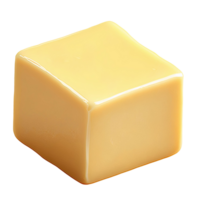 Cubic creamy cheese block on transparent background png