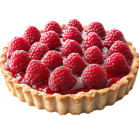Raspberry tart with red glaze on transparent background png