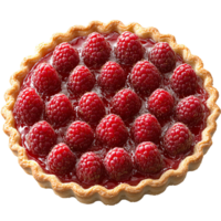 Raspberry tart with glazed berries on transparent background png