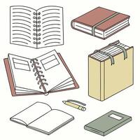 Illustration of Various Types of Notebooks and Journals vector