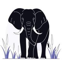 Majestic Elephant Illustration a Powerful Wildlifeilhouette, on white background, isolated vector