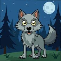 Fox in the Wild at moon night, A Beautiful and Joyful Nature Scene vector