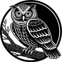 Whimsical Owl in a Forest Setting silhouettes vector