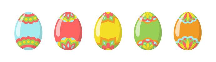 Easter Eggs with colorful mandala ornaments. Cartoon eggs with highlights and shadow vector