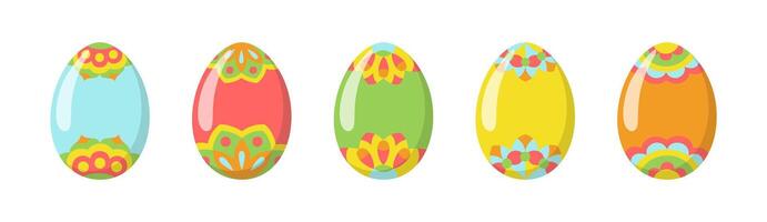 Easter Eggs with floral ornaments. Cartoon eggs with hightligts vector