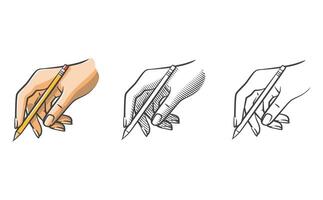 Writing Hand Gesture Illustration Line Art Shaded and Colored vector