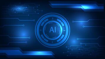 Futuristic Circuit Board Design Abstract mesh line, Illustration high AI computer and Communication technology on blue color background. High tech vector