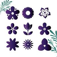 Simple Line Art of Flower Icons Set Pro vector