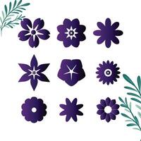 Collection of flowers. abstract origami flower background. vector