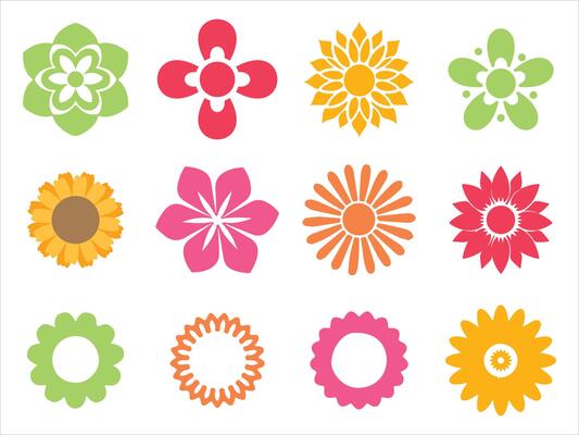 Simple Colorful Art of Flower Icons Set Pro