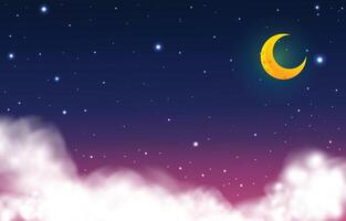 Night sky background with moon and clouds vector