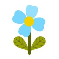 A sweet blue flower with heart-shaped petals and a bright yellow center. Perfect for clipart, stickers, and decorations, adding a fun and cheerful touch to any design or project. vector
