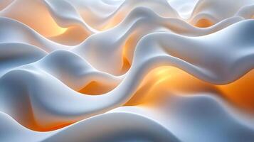 Abstract 3D Background with Smooth White and Orange Waves photo