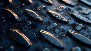 Abstract Background of a Black Metal Surface with a Diamond Plate Pattern photo