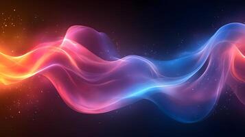 Abstract Background with Wavy Lines and Glowing Particles photo