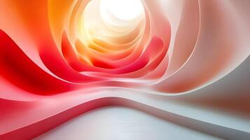 Abstract 3D Curved Lines and Shapes in Red, Orange, and White photo