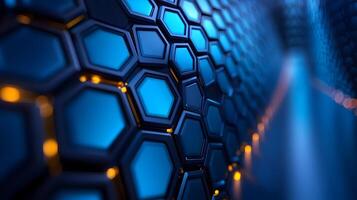 Abstract 3D Background - Hexagon Pattern with Blue and Yellow photo