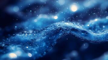 Abstract Blue Water Wave with Sparkling Bokeh Background - Illustration photo