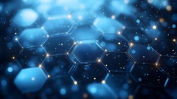 Abstract 3D Hexagon Background with Glowing Lights photo