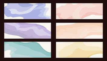 horizontal backgrounds in pastel colors with wavy smooth lines. template for graphic design. vector