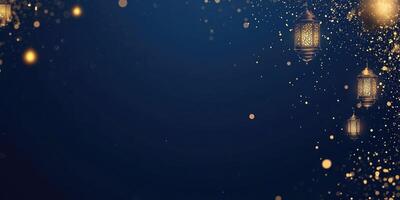 Elegant lanterns with glowing particles on a soft gradient background photo