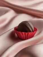 Minimalistic chocolate delight on elegant satin background for luxurious celebrations photo