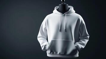 Minimalist hoodie design with blank white sweatshirt for branding or fashion mockup photo
