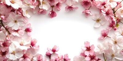 Spring floral design with symmetrical cherry blossom arrangement for decorative use photo