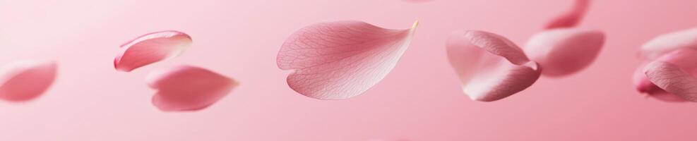 Serene cherry blossom petal floating in tranquil atmosphere for peaceful design photo
