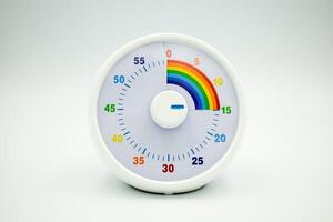 Colorful children timer with rainbow scale and rotating dial photo
