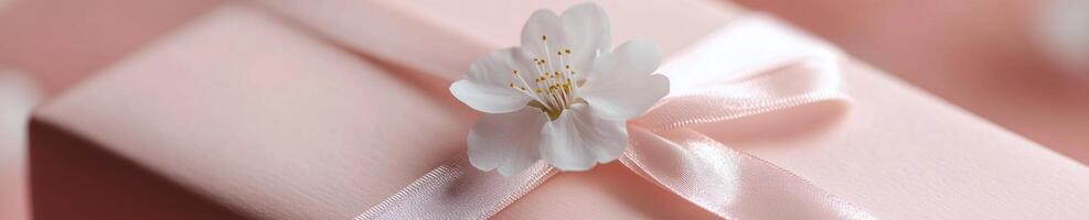 Elegant gift box with satin ribbon and floral decoration for special occasions photo