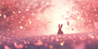 Enchanting Easter scene with ethereal backdrop and soft petals photo