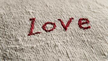 Playful childlike hand embroidered love design for creative craft projects photo