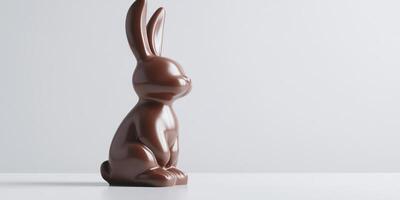 Hyper realistic chocolate Easter bunny on white background for holiday design photo