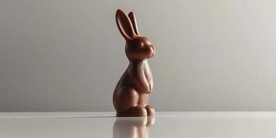 Hyper realistic chocolate Easter bunny sculpture for holiday celebration display photo