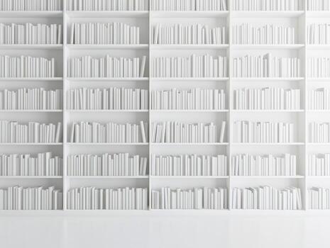 minimalista blanco estantería en moderno biblioteca diseño concepto foto