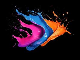 Vibrant paint splash explosion highlighting dynamic color contrast on black background photo