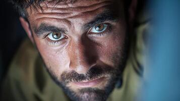A Close Up Portrait Of A Mans Face Showing His Eyes photo
