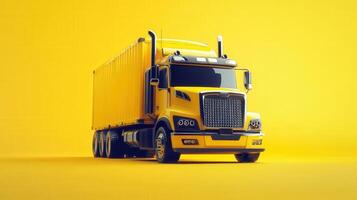 Yellow Semi Truck Container Transportation Vehicle photo
