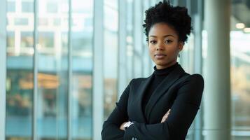 A beautiful black woman in a business suit photo