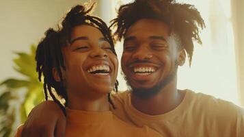 Happy Couple Laughing Together Sharing Joyful Moment photo