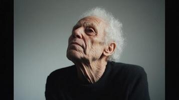 Elderly Man Gazing Upwards Contemplative Portrait photo
