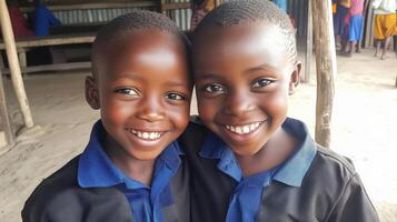 Two Happy African Boys Smiling Together photo