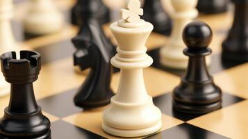 White Chess King Stands Prominently On The Board photo